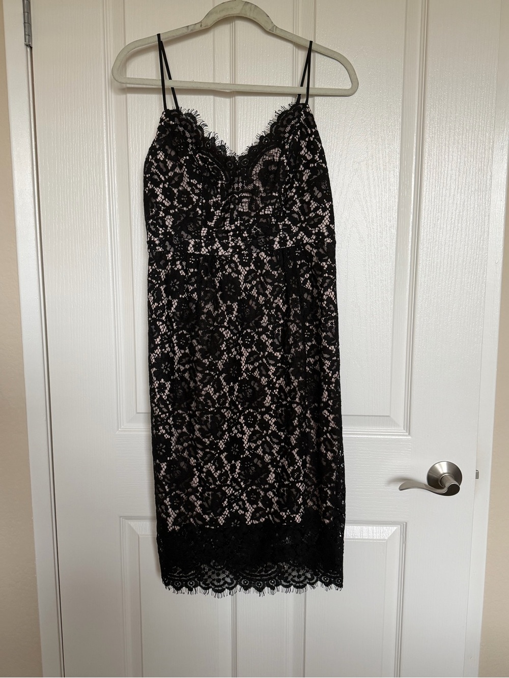 J. Crew Black Lace Slip with Nude Underlay